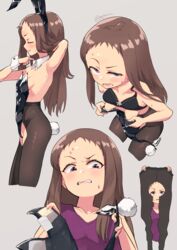  adhesive_bra anal anal_ball_wear anal_object_insertion anal_tail animal_ears armpits black_leotard breasts brown_hair butt_plug clothing_cutout commentary_request crotchless crotchless_pantyhose detached_collar disgust fake_tail female forehead gojarun highres idolmaster idolmaster_cinderella_girls koseki_reina leotard long_hair multiple_views object_insertion pantyhose pasties playboy_bunny purple_eyes rabbit_ears rabbit_tail sex_toy simple_background small_breasts strapless strapless_leotard tail tape tape_on_nipples wrist_cuffs 