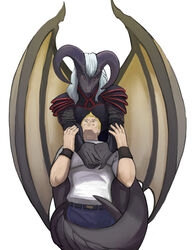  absurd_res anthro b-man beelzebub_(jasonvuk666) dragon duo female female_on_human hattonslayden hi_res hug human male male/female mammal married_couple membrane_(anatomy) membranous_wings mythological_creature mythological_scalie mythology scalie smile tail wings 