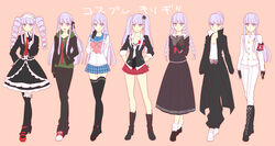  alternate_hairstyle armband black_gloves black_thighhighs bonnet book boots braid celestia_ludenberg celestia_ludenberg_(cosplay) commentary_request cosplay cross-laced_footwear danganronpa:_trigger_happy_havoc danganronpa_(series) dress drill_hair enoshima_junko enoshima_junko_(cosplay) female fukawa_toko fukawa_toko_(cosplay) gakuran gloves gothic_lolita hair_bun hair_ornament hairclip hood hoodie ishimaru_kiyotaka ishimaru_kiyotaka_(cosplay) karuha kirigiri_kyoko kneehighs lace-up_boots lolita_fashion maizono_sayaka maizono_sayaka_(cosplay) multiple_views naegi_makoto naegi_makoto_(cosplay) necktie owada_mondo owada_mondo_(cosplay) ponytail purple_eyes purple_hair school_uniform serafuku side_braid single_hair_bun socks spoilers thighhighs twin_braids twin_drills twintails white_gakuran 