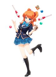  blue_eyes boots bow bowtie female full_body girlfriend_(kari) hair_ribbon legs official_art orange_hair plaid plaid_skirt pleated_skirt qp:flapper ribbon sagara_emi school_uniform skirt solo stuffed_animal stuffed_squirrel stuffed_toy transparent_background twintails 