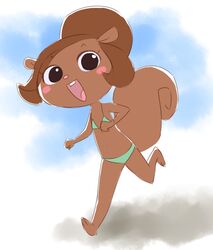  anthro bikini blush bra brown_hair clothing female hair hanna-barbera looking_at_viewer mammal penny_squirrel rodent sciurid secret_squirrel_show solo swimwear tree_squirrel underwear yamanokonza 