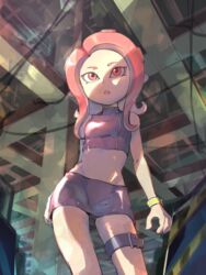  :o agent_8_(splatoon) ayatori_(sensei_heroism) bare_shoulders black_skirt breasts commentary_request crop_top female legs_apart long_hair miniskirt octoling octoling_girl octoling_player_character open_mouth red_eyes red_hair skirt sleeveless small_breasts solo splatoon_(series) splatoon_2 splatoon_2:_octo_expansion standing suction_cups tentacle_hair thigh_strap turtleneck wristband zipper zipper_pull_tab 