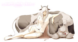  &lt;ro animal barefoot bovine cowgirl original white_hair 