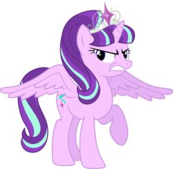  2015 absurd_res alicorn alpha_channel beehive_(hairstyle) crown cutie_mark equid equine feathered_wings feathers female feral friendship_is_magic hair hasbro headgear hi_res horn jewelry mammal multicolored_hair my_little_pony mythological_creature mythological_equine mythology simple_background solo sparkles starlight_glimmer_(mlp) theshadowstone transparent_background wings 