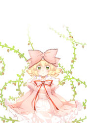  3000_xiao_chun absurdres blonde_hair bow commentary_request drill_hair female green_eyes highres hinaichigo looking_at_viewer pink_bow rozen_maiden short_hair solo 