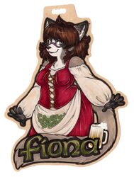  2016 :3 alcohol anthro arm_tuft armwear badge barmaid beer beverage big_breasts black_body black_fur black_nose bodice breasts character_name cheek_tuft chest_tuft clothed clothing clover_(plant) countershade_face countershade_torso countershading detached_sleeves dipstick_ears dirndl domestic_cat dress ear_markings english_text eyewear facial_markings facial_tuft felid feline felis female fluffy fluffy_tail fur glass glasses gloves_(marking) grey_body grey_eyes grey_fur grey_spots half-closed_eyes head_markings hi_res inner_ear_fluff lacing long_tail looking_at_viewer looking_away mammal markings multicolored_body multicolored_ears multicolored_fur muzzle_(marking) name_badge narrowed_eyes onnanoko open_mouth open_smile outline plant portrait ragamuffin_cat red_clothing red_dress red_topwear simple_background slightly_chubby smile snout snout_markings solo spots tail text three-quarter_portrait topwear traditional_media_(artwork) tuft two_tone_body two_tone_fur white_background white_body white_fur 