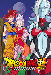  1boy 2girls dragon_ball dragon_ball_super dragon_ball_xenoverse dragon_ball_z kaioushin multiple_girls son_gokuu super_saiyan super_saiyan_god towa_(dragon_ball) 