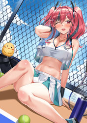  azur_lane bremerton_(azur_lane) cleavage shocho tennis wet_clothes 