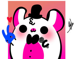  5:4 alternate_species anthro anthrofied bear bow_(feature) bow_tie chibi clothing digital_media_(artwork) electronics five_nights_at_freddy&#039;s funtime_freddy_(fnafsl) furrification hat headgear headwear heart_symbol hi_res hiyoko lagomorph leporid mammal microphone puppet puppet_bonnie_(fnafsl) rabbit scottgames simple_background sister_location 