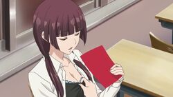  10s animated animated bra breasts citrus_(saburouta) cleavage closed_eyes female female open_mouth purple_hair solo taniguchi_harumi 