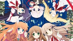  disc_cover eyepatch kagari_(rewrite) kanbe_kotori key konohana_lucia nakatsu_shizuru ootori_chihaya rewrite seifuku senri_akane tagme 