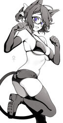  :d absurdres animal_ears ass blue_eyes bra breasts cat_ears cat_tail clenched_hands elbow_gloves female genderswap_(mtf) glasses gloves greyscale highres indie_virtual_youtuber kushizaki_(vtuber) large_breasts limited_palette monochrome panties rule_63 smile solo spot_color st_(youx1119) tail thighhighs underwear venus_symbol virtual_youtuber 