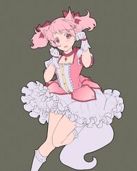  absurdres animal_ears bad_id bad_pixiv_id female gloves highres kaname_madoka kaname_madoka_(magical_girl) magical_girl mahou_shoujo_madoka_magica mahou_shoujo_madoka_magica_(anime) nanairo pink_eyes pink_hair short_hair short_twintails solo tail twintails 