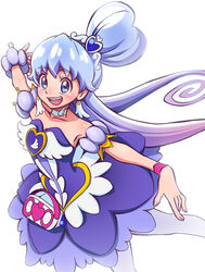  alternate_form alternate_hairstyle ballerina bare_shoulders blue_eyes blue_hair blue_skirt brooch choker commentary_request cure_princess cure_princess_(sherbet_ballet) dancing dress earrings female hair_bun happinesscharge_precure! heart heart-shaped_pupils heart_brooch heart_hair_bun highres jewelry long_hair magical_girl miyamoto_hiroshi pantyhose photoshop_(medium) precure shirayuki_hime single_hair_bun skirt smile solo strapless strapless_dress symbol-shaped_pupils white_background white_pantyhose wing_brooch wing_earrings wrist_cuffs 