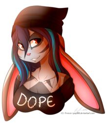  alpha_channel anthro blue_hair female freeze-pop88 fur grey_body grey_fur hair hi_res lagomorph leporid mammal orange_eyes rabbit simple_background solo 