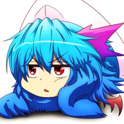  :o ayano_(ayn398) bad_id bad_twitter_id bat_wings blue_hair chigaunsuyo commentary_request derivative_work disembodied_head female hair_ornament hat jitome looking_away mob_cap red_eyes remilia_scarlet solo touhou triangle_mouth v-shaped_eyebrows wings yukkuri_shiteitte_ne 