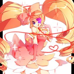  :q akibotann bare_shoulders big_hair blonde_hair blue_eyes bow choker commentary_request drill_hair eyepatch female hairbow harime_nui heart heart-shaped_pupils huge_bow kill_la_kill long_hair pink_bow skirt solo symbol-shaped_pupils tongue tongue_out twin_drills twintails very_long_hair 