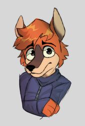  anthro boone_(finally_faded) clothing deer digital_media_(artwork) finally_faded hand_on_arm hi_res jacket male mammal simple_background solo topwear unnamedpixel white_background worried 