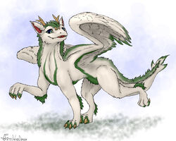  2022 4_toes 5:4 ambiguous_gender blue_eyes claws digital_media_(artwork) digitigrade dragon feathered_dragon feathered_scalie feathered_wings feathers feet feral fur furred_dragon furred_scalie mythological_creature mythological_scalie mythology paws scalie solo standing tail teeth toes tongue weisswinddragon white_body white_feathers white_fur wings 