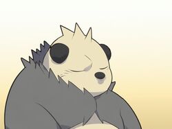  2017 4:3 animated anthro belly biped black_body black_nose closed_eyes drinking generation_6_pokemon humanoid_hands kemono nintendo overweight pangoro pokemon pokemon_(species) ranma_1/2 shirosaru short_playtime simple_background solo white_body 