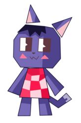  alpha_channel animal_crossing anthro blue_body blue_fur blue_hair blush cheek_blush clothing cubism domestic_cat felid feline felis female floating_head fur hair mammal nintendo pacheri pink_clothing pink_shirt pink_t-shirt pink_topwear rosie_(animal_crossing) shirt smile solo t-shirt topwear 