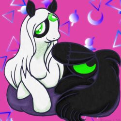  1:1 alternate_species black_body black_fur cutie_mark digital_media_(artwork) equid equine fan_character feathered_wings feathers female feral fur fur_markings green_eyes hair hasbro horse looking_at_viewer lunarpanda8686 mammal markings mika_(lunarpanda8686) my_little_pony mythological_creature mythological_equine mythology pegasus pony quadruped simple_background smile solo tail white_body white_fur white_hair wings 