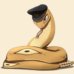  1:1 2021 absurd_res beastars clothed clothed_feral clothing female female_feral feral forked_tongue hat headgear headwear hi_res limbless_vertebrate looking_at_viewer louart pit_viper rattlesnake reptile rokume_(beastars) scalie signature simple_background snake solo tongue tongue_out viper 