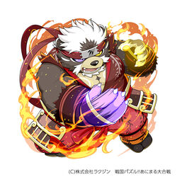  1:1 2021 anthro bear black_body black_nose humanoid_hands japanese_text kemono kinoshita-jiroh male mammal mature_male ninja ooe_senbee overweight overweight_male sengoku_puzzle simple_background solo text warrior white_background 