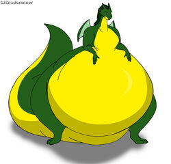  anthro belly big_belly chrisandcompany countershade_tail countershade_torso countershading digital_media_(artwork) dragon female full-length_portrait green_body hi_res huge_belly hyper hyper_belly mythological_creature mythological_scalie mythology overweight portrait scalie simple_background small_wings solo tail wings yellow_body yellow_countershading 