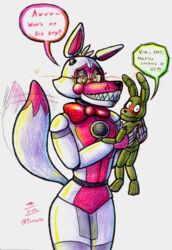  2021 animatronic anthro blush canid canine duo female five_nights_at_freddy&#039;s five_nights_at_freddy&#039;s_4 fox funtime_foxy_(fnafsl) glowing glowing_eyes heart_symbol hi_res jewelry lagomorph leporid long_ears looking_at_viewer machine male male/female mammal necklace plushie plushtrap_(fnaf) rabbit robot scottgames sister_location size_difference tail thick_tail thick_thighs tunk_saray_lovesta waving_tail 