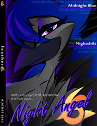  absurd_res anthro avian beak bedroom_eyes bird breasts cleavage clothed clothing corrvo english_text eyebrows eyelashes feather_6 feathered_wings feathers female hair hair_over_eye half-closed_eyes hi_res narrowed_eyes non-mammal_breasts one_eye_obstructed seductive simple_background tail tail_feathers text wings 