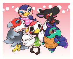  3_fingers 3_toes 4_toes accipitrid accipitriform ambiguous_gender amelia_(animal_crossing) animal_crossing anisodactyl anteater anthro atusix avian avian_feet barefoot beak biped bird black_body black_clothing black_countershading black_eyes black_feathers black_nose blush border bottomless carrying_another cheek_spot claws clothed clothing countershade_face countershade_torso countershading crane_(bird) digital_drawing_(artwork) digital_media_(artwork) dipstick_beak dotted_background dress eagle eyelashes feathered_wings feathers featureless_feet featureless_hands feet female female_focus fingers flat_chested flippers friga_(animal_crossing) front_view gladys_(animal_crossing) gloves_(marking) gradient_background green_body green_clothing green_countershading grey_beak grey_body grey_feathers grey_tail grey_wings group gruiform grus_(genus) half-closed_eyes japanese kangaroo knock-kneed leg_markings lolicon looking_away looking_back looking_up macropod mammal markings marsupial mathilda_(animal_crossing) multicolored_beak multicolored_body multicolored_feathers narrowed_eyes nintendo open_beak open_mouth open_smile orange_clothing pango_(animal_crossing) pattern_background penguin pilosan pink_background pink_body pink_clothing pink_countershading plaid purple_body purple_tail red-crowned_crane red_beak red_blush red_body red_eyes red_feathers reverse_countershading shirt side_view simple_background smile snout socks_(marking) source_request standing tail tail_feathers talons toe_claws toes toony topwear two_tone_beak two_tone_body white_background white_body white_border white_clothing white_feathers white_tail white_wings winged_arms wings xenarthran yellow_beak yellow_sclera young young_anthro 