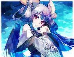  bad_id bad_twitter_id bare_shoulders blue_hair detached_sleeves dizzy_(guilty_gear) female guilty_gear guilty_gear_xrd hair_ribbon red_eyes ribbon solo suzunashi 