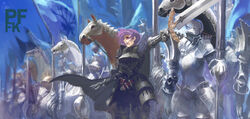  animal armor horse pixiv_fantasia purple_hair spear sword virus weapon 