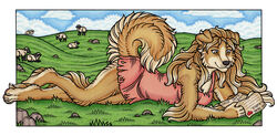  4_toes anthro barefoot biped black_nose bovid breasts brown_body brown_ears brown_eyes brown_fur brown_hair brown_tail canid canine canis caprine claws clothing cloud collie detailed_background digitigrade domestic_dog domestic_sheep dress feet female female_focus feral fur grass group hair herding_dog kalika-tybera letter lying mammal meadow multicolored_body multicolored_fur multicolored_hair on_front pastoral_dog pawpads paws pink_pawpads plant quadruped rock sheep sheepdog sky solo_focus tail tan_body tan_fur tan_hair tan_tail toes two_tone_body two_tone_fur two_tone_hair two_tone_tail 