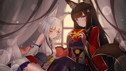  amagi_(azur_lane) animal_ears azur_lane kaga_(azur_lane) septoleaf tail 