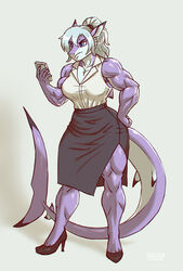  anthro big_breasts black_clothing black_footwear black_high_heels blue_eyes bottomwear breasts cellphone clothed clothing electronics female fish footwear frown fully_clothed furgonomics grumpy hair hand_on_hip hi_res high_heels holding_object marine muscular muscular_anthro muscular_female non-mammal_breasts pecs pecs_with_breasts phone pumps rawslaw5 salvia_carhina shark shoes simple_background skirt solo tail tail_through_skirt white_background white_hair wide_hips 