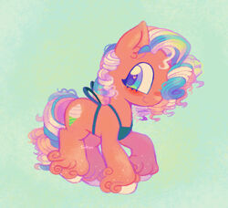  &lt;3_eyes ambiguous_gender big_eyes blue_eyes chibi clothed clothed_feral clothing cotton_candy_(g3) curled_hair curled_tail earth_pony equid equine feral freckles fur hair hasbro heart hi_res horse mammal mlp_g3 multicolored_hair multicolored_tail my_little_pony pink_body pink_fur pony sidruni smile solo tail 