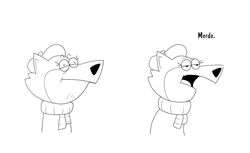  anthro canid canine clothing dialogue drememoto english_text female french_text hanna-barbera hat headgear headwear jellystone_(hbo_max) loopy_(loopy_de_loop) loopy_de_loop mammal monochrome scarf simple_background solo text white_background 