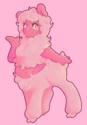  2021 all_fours alpaca anthro camelid centaurworld closed_smile digital_drawing_(artwork) digital_media_(artwork) female fur hybrid looking_at_viewer mammal mammal_taur mouth_closed navel netflix pink_background pink_body pink_eyes pink_fur pink_skin pink_wool sandwichhour scut_tail short_tail simple_background smile solo tail taur wammawink wool_(fur) 