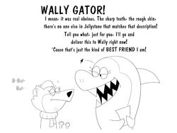  4:3 anthro canid canine clothing dialogue drememoto duo english_text female fish hanna-barbera hat headgear headwear jabberjaw jabberjaw_(character) jellystone_(hbo_max) loopy_(loopy_de_loop) loopy_de_loop mammal marine monochrome scarf shark sharp_teeth simple_background teeth text white_background 