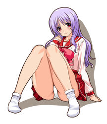  ass female hand_to_own_mouth himekawa_kotone knees_together_feet_apart knees_up legs long_hair long_sleeves mitarashi_kousei no_shoes panties pantyshot purple_hair red_eyes red_skirt school_uniform shirt sitting skirt smile socks solo thighs to_heart to_heart_(series) underwear upskirt white_panties white_shirt white_sleeves white_socks 