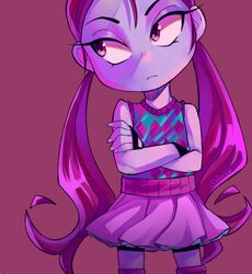  female fingerless_gloves lili_zanotto psychonauts simple_background skirt solo twintails 