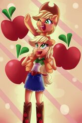  2016 2:3 absurd_res applejack_(eg) applejack_(mlp) carrying_another duo equestria_girls equid equine female feral freckles friendship_is_magic green_eyes hasbro hi_res horse human mammal my_little_pony on_shoulders pony thediscorded 