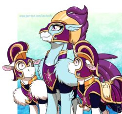  2019 alpha_channel armor avian equid equine european_mythology feral friendship_is_magic galea greek_mythology group hasbro headgear helmet hi_res hippogriff horn inuhoshi-to-darkpen male mammal my_little_pony my_little_pony:_the_movie_(2017) mythological_avian mythological_creature mythological_equine mythology pegasus purple_eyes purple_theme royal_guard_(mlp) stratus_skyranger_(mlp) unicorn wings 