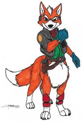  2018 5_fingers beastbehavior belt bottomless canid canid_taur canine canine_taur cheek_tuft chest_tuft claws clothed clothing dragonheart07 eyebrows facial_tuft fingers fist fluffy fluffy_tail foulard fox fox_mccloud fox_taur fur gloves green_eyes handwear hi_res jacket male mammal mammal_taur multicolored_body multicolored_fur nintendo orange_body orange_fur partially_clothed signature simple_background smile solo standing star_fox tail taur taurification taurified topwear tuft two_tone_body two_tone_fur white_background white_body white_fur 