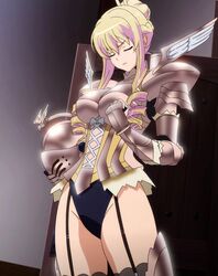  armor bertille_althusser blonde_hair breasts closed_eyes highres knight large_breasts long_hair solo standing stitched walkure_romanze 