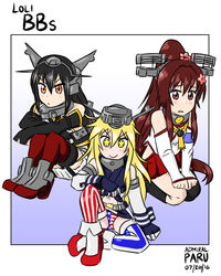  &gt;:) 3girls admiral_paru aged_down american_flag american_flag_panties american_flag_print asymmetrical_legwear black_hair black_socks black_thighhighs blonde_hair brown_eyes brown_hair commentary_request detached_sleeves elbow_gloves flag_print gloves headgear iowa_(kancolle) kantai_collection long_hair mismatched_legwear multiple_girls nagato_(kancolle) navel panties pantyshot parted_lips pleated_skirt ponytail print_panties red_legwear seiza sitting skirt smile socks star-shaped_pupils star_(symbol) striped symbol-shaped_pupils thighhighs underwear uneven_legwear v-shaped_eyebrows vertical_stripes yamato_(kancolle) 