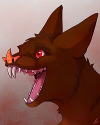  anthro bat batnbun digital_media_(artwork) fangs fur hair hi_res lady-darkstreak male mammal open_mouth red_eyes simple_background smile solo teeth tongue 