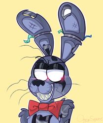  2018 absurd_res animatronic anthro digital_media_(artwork) five_nights_at_freddy&#039;s five_nights_at_freddy&#039;s_4 glowing glowing_eyes hi_res lagomorph leporid machine mammal nightmare_bonnie_(fnaf) rabbit robot scottgames sideshow-spottus simple_background teeth 